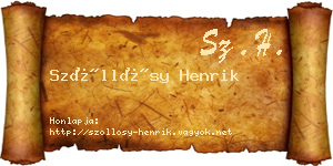 Szőllősy Henrik névjegykártya